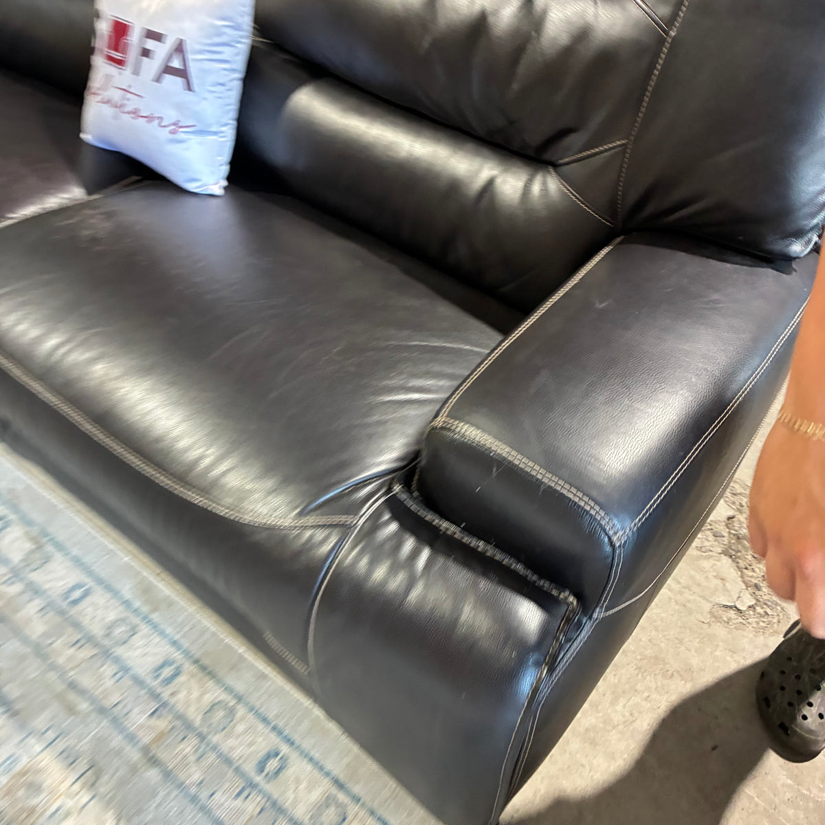Dark Leather Electric Reclining Sofa