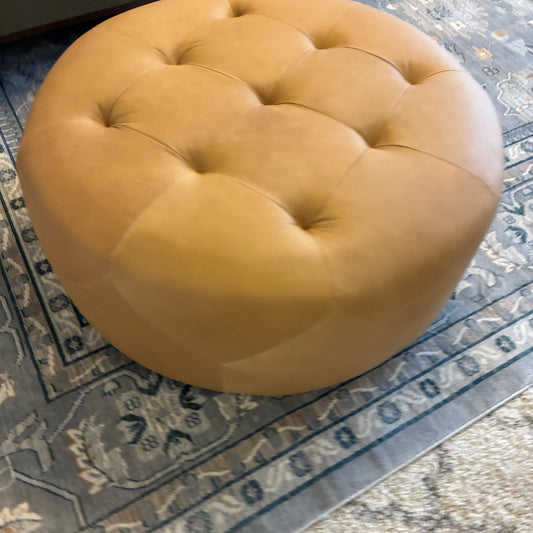 Article Timpani 41” Leather Ottoman Charme Tan