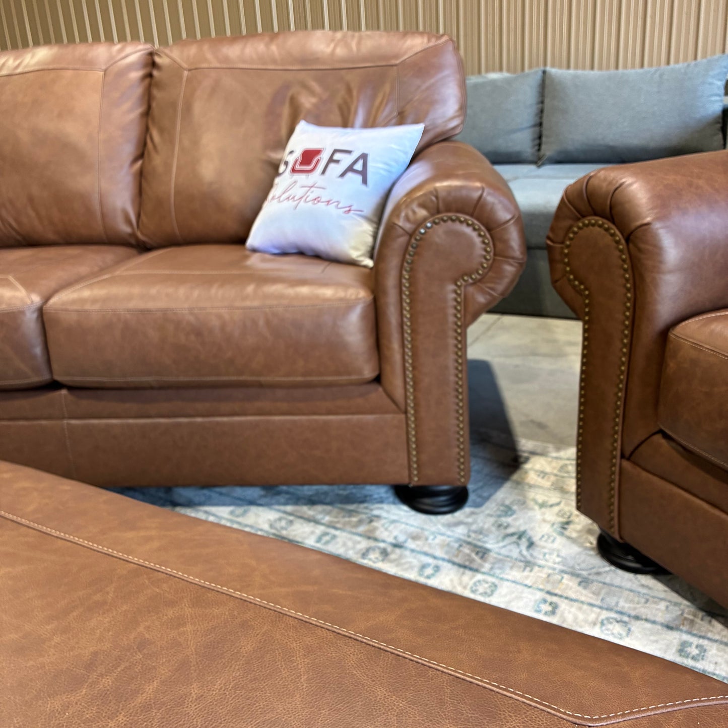 Leather Couch Set & Ottoman
