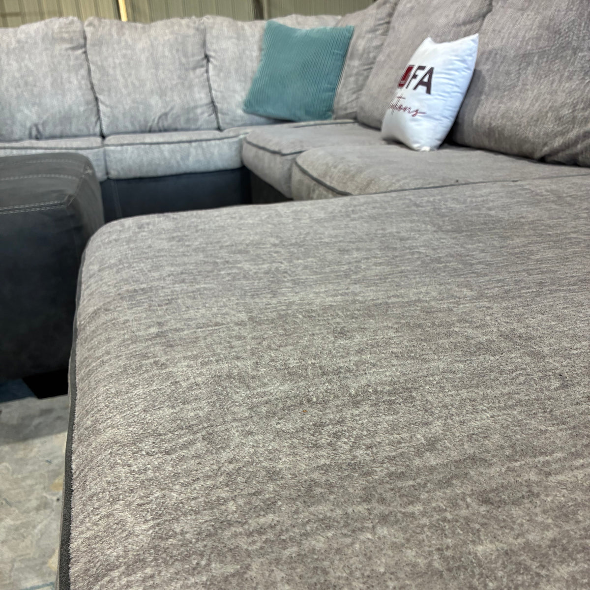 Gray Chaise Sectional & Ottoman