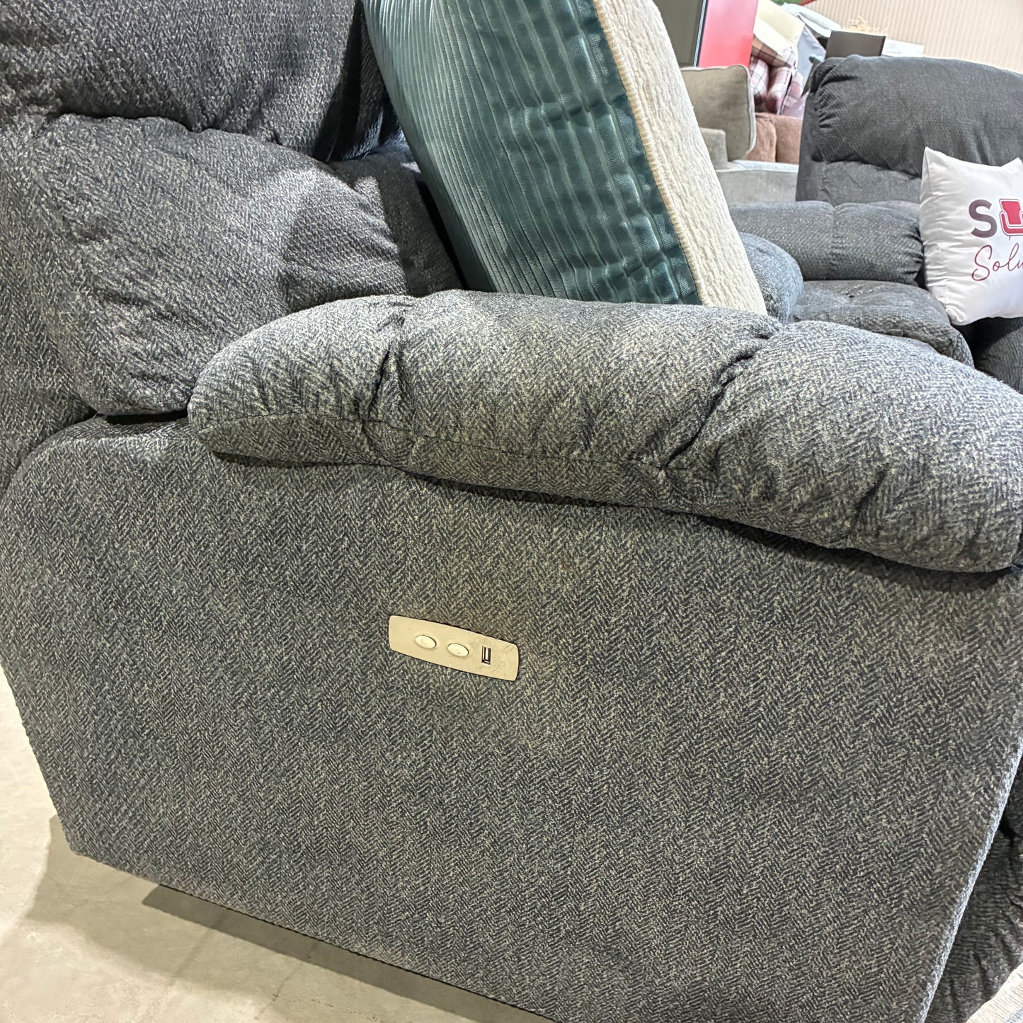 Blue Electric Reclining Sofa Set