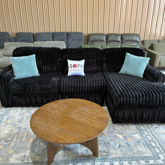 Black Corduroy Chaise Sectional