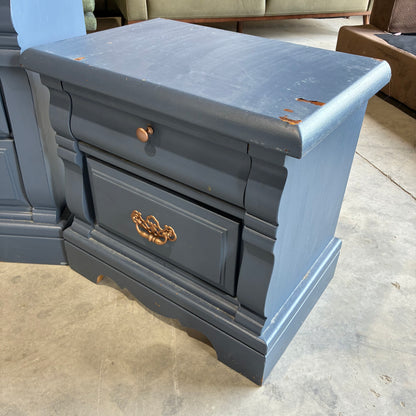 Blue and Gold Dresser, Chest, and Nightstand Set