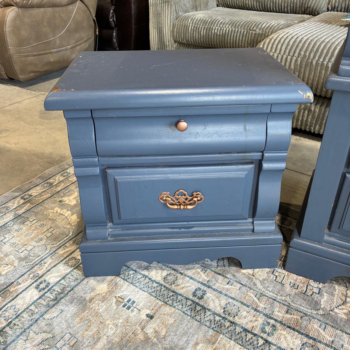 Blue and Gold Dresser, Chest, and Nightstand Set