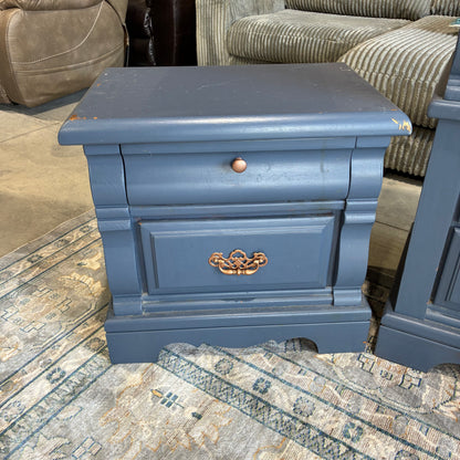 Blue and Gold Dresser, Chest, and Nightstand Set