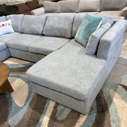 Gray Chaise Sectional with Pullout & Storage