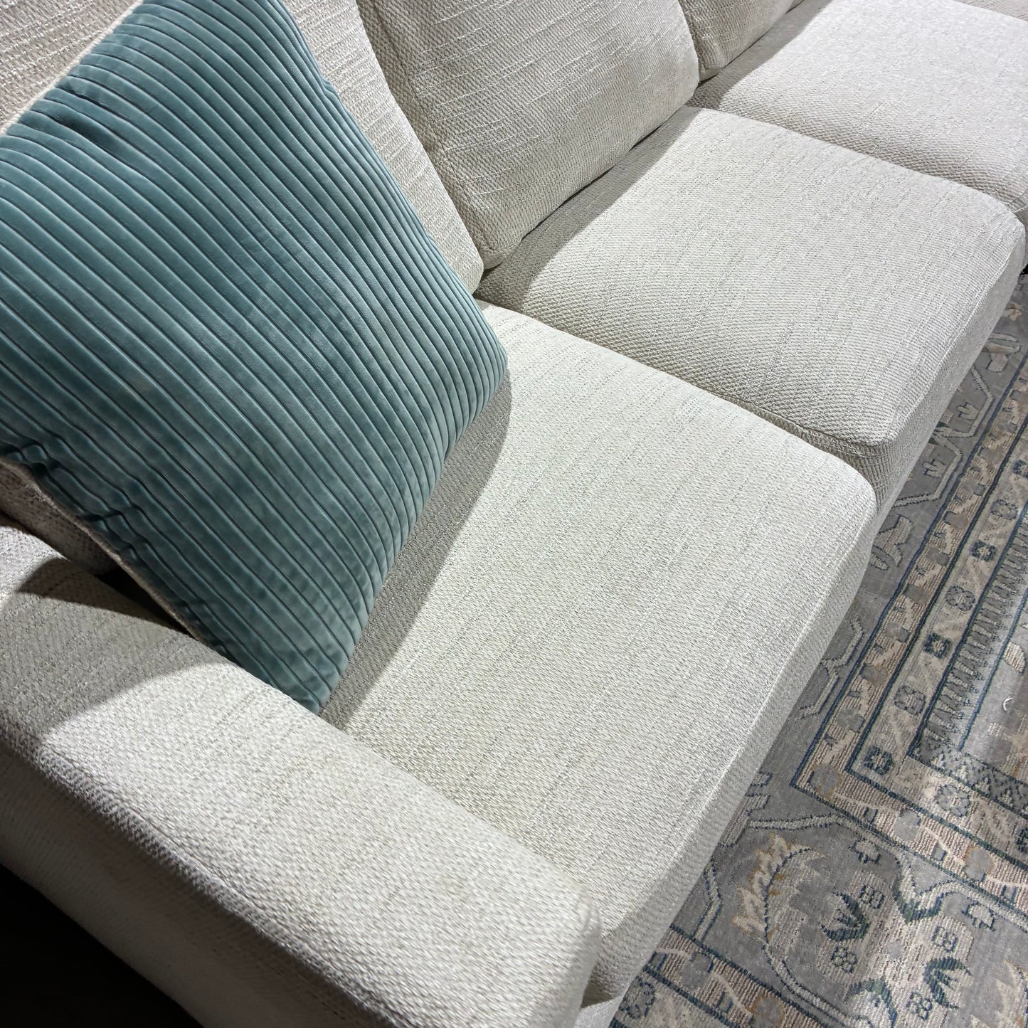 Cream Corner Sectional Sofa & Ottoman