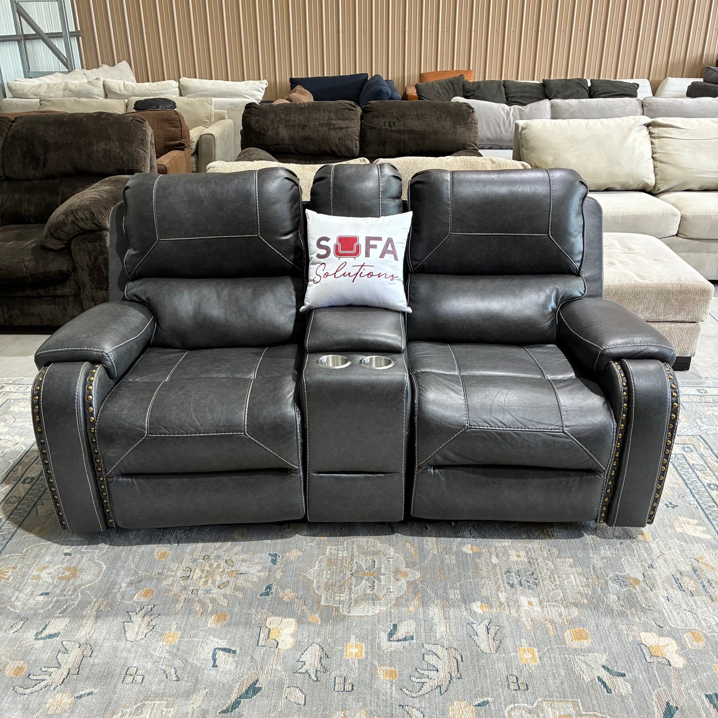 Charcoal Gray Rocker Reclining Sofa