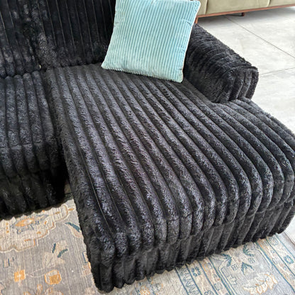 Black Corduroy Chaise Sectional