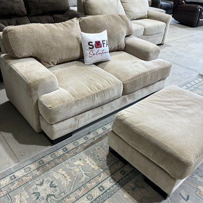Beige Sofa & Ottoman
