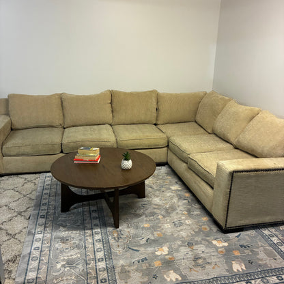 Beige Nailhead Trim Corner Sectional Sofa