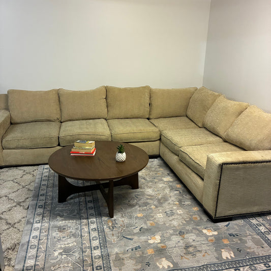 Beige Nailhead Trim Corner Sectional Sofa