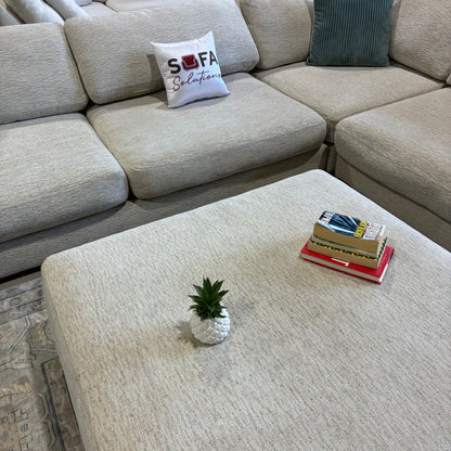 Cream Sectional Sofa & Ottoman