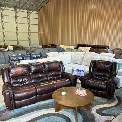 Leather Electric Reclining Sofa Set