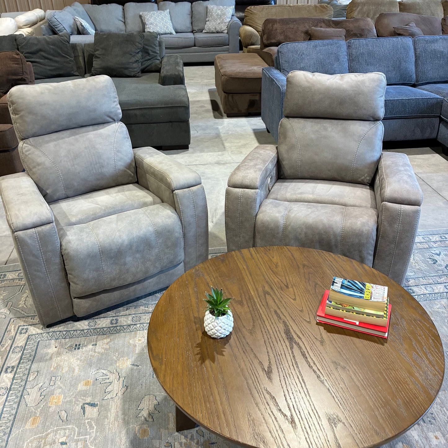 Pair of Gray Electric Recliners