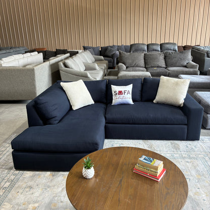 Down Feather Navy Chaise Sectional by Clad Home