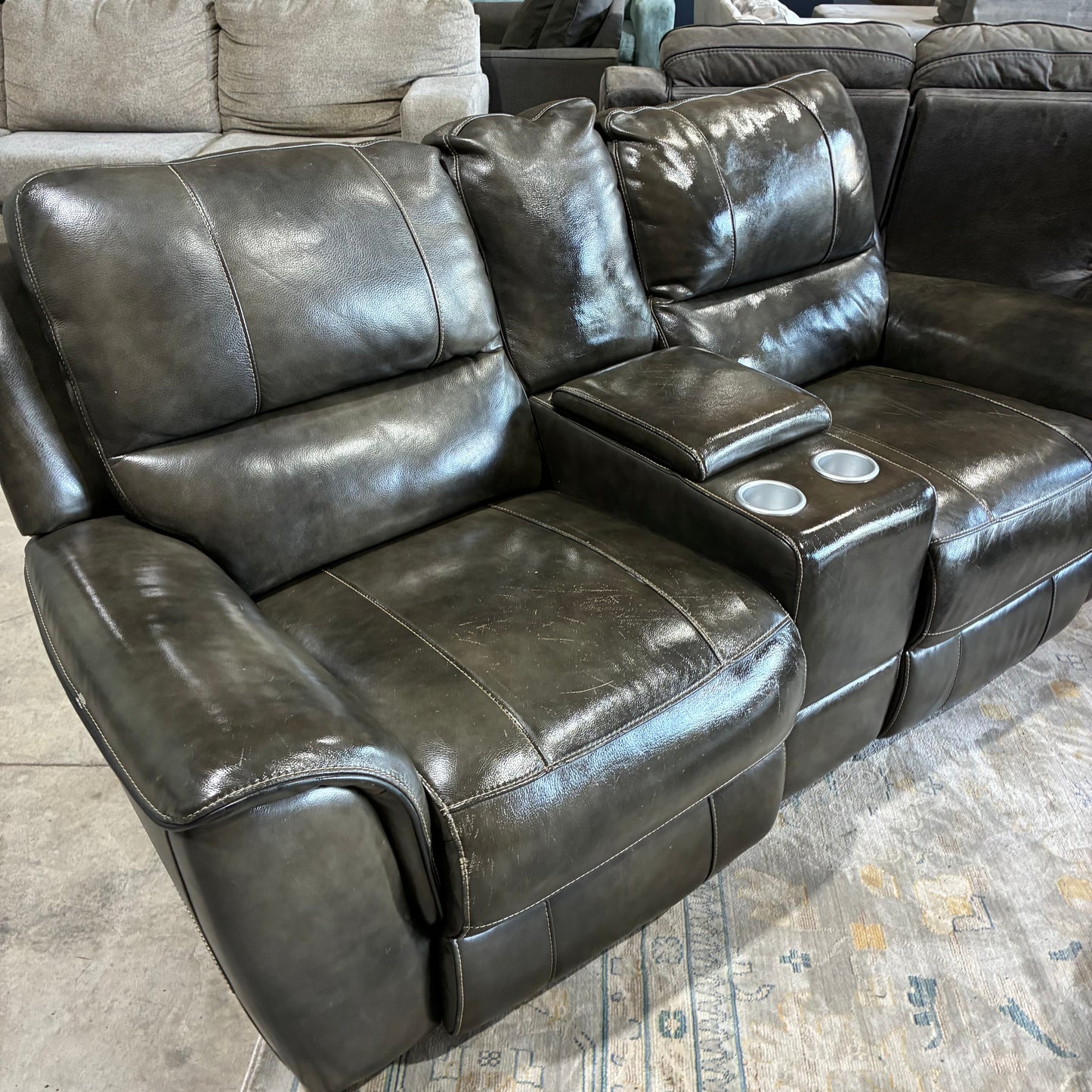 Leather Electric Reclining Sofa Set