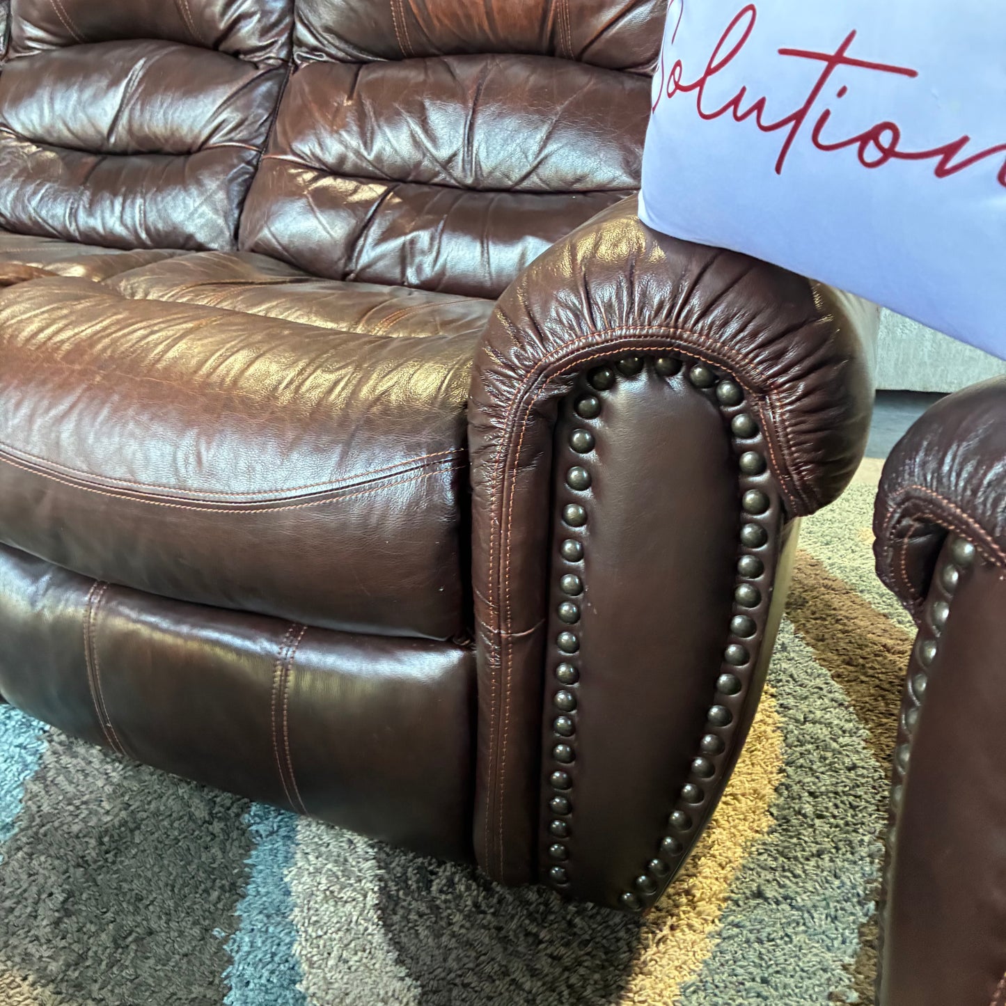 Leather Electric Reclining Sofa Set