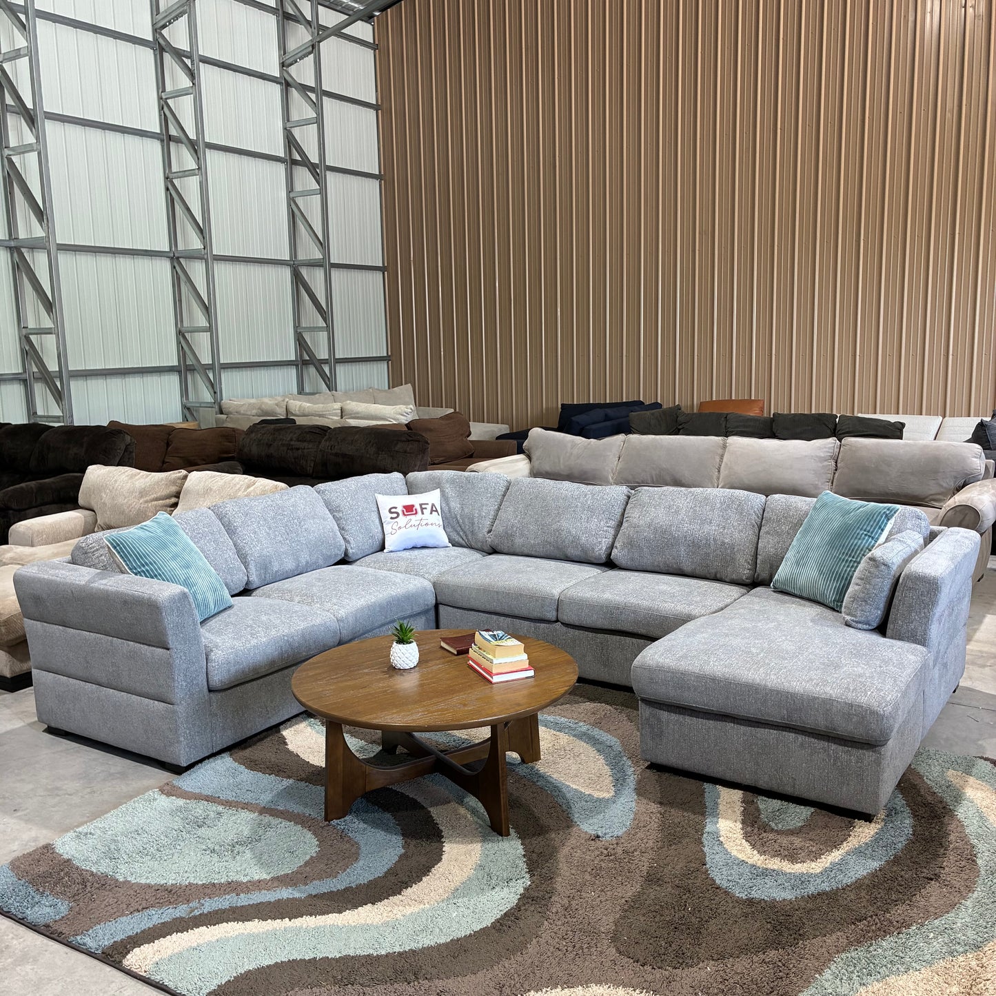 Gray Chaise Sectional with Pullout & Storage