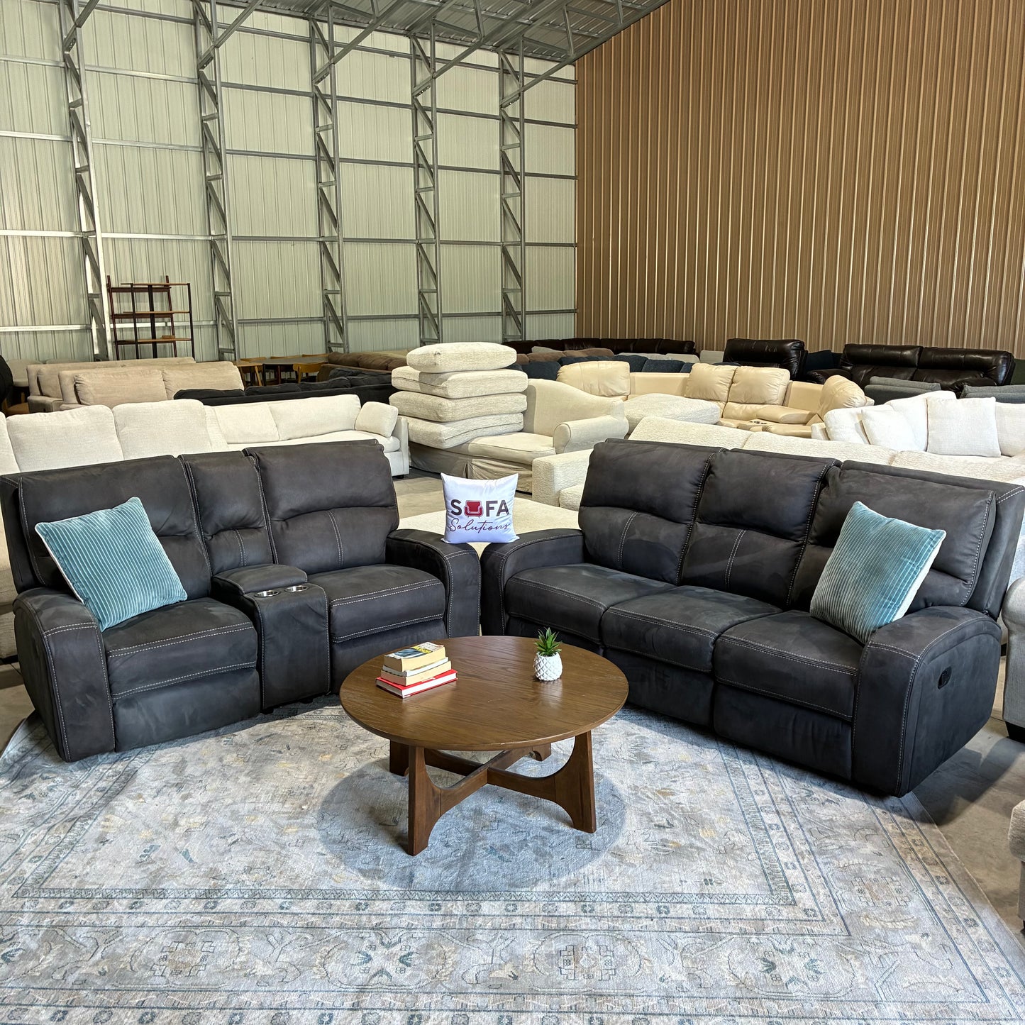 Charcoal Gray Reclining Sofa Set