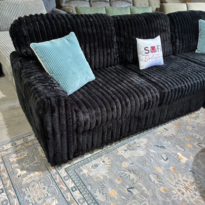 Black Corduroy Chaise Sectional