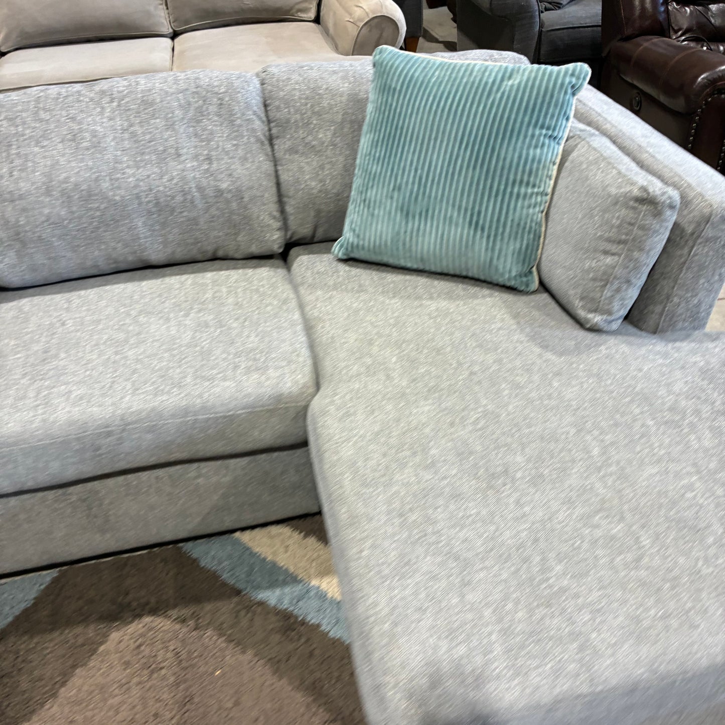 Gray Chaise Sectional with Pullout & Storage