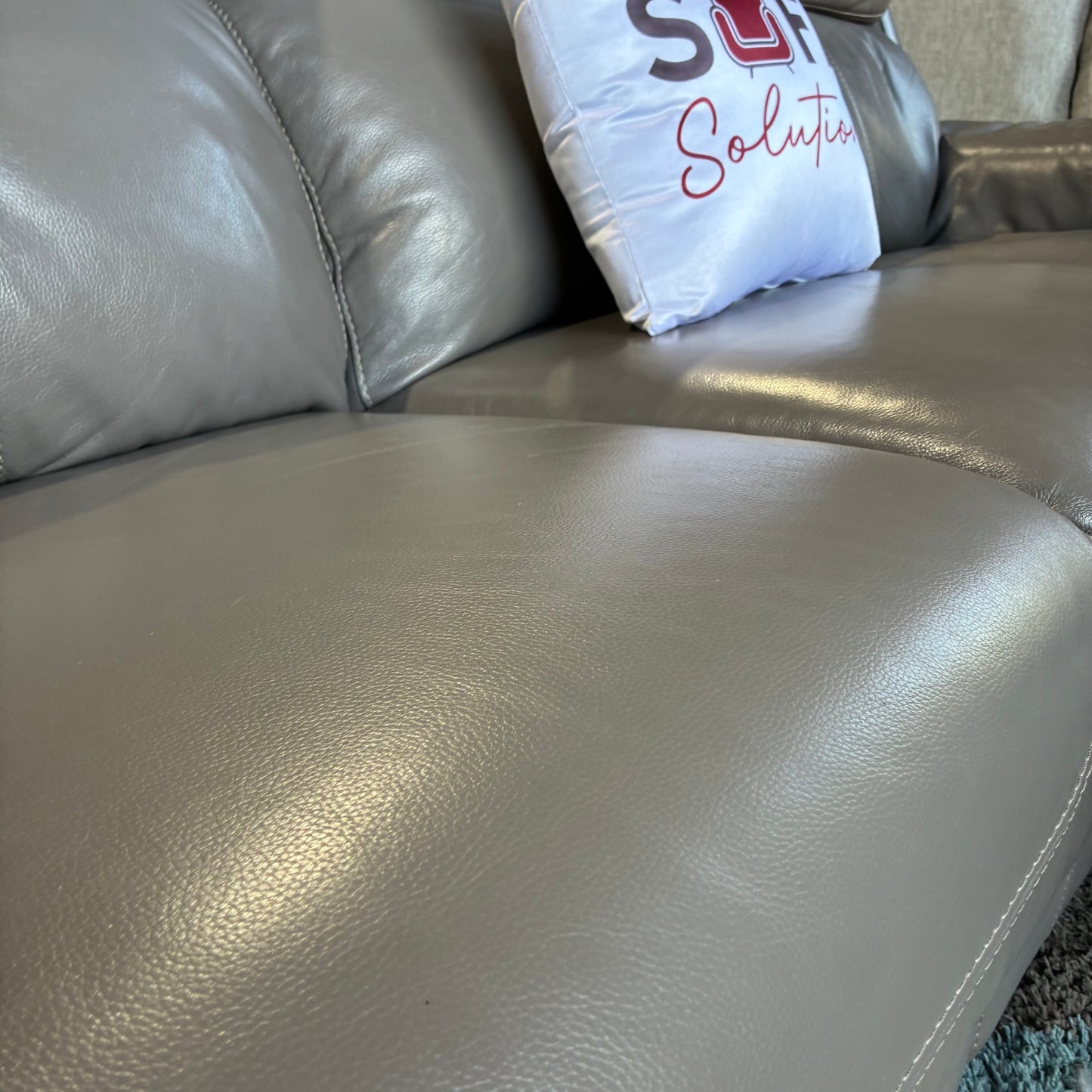 Gray Leather Electric Reclining Sofa