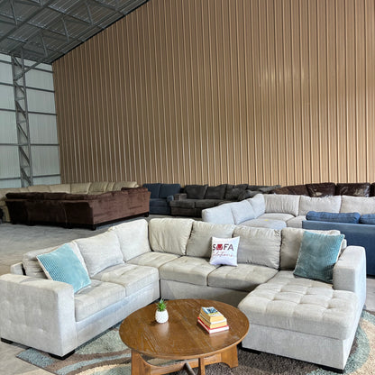 Gray Chaise Sectional with Pullout & Storage