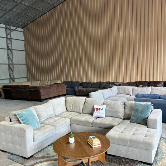 Gray Chaise Sectional with Pullout & Storage