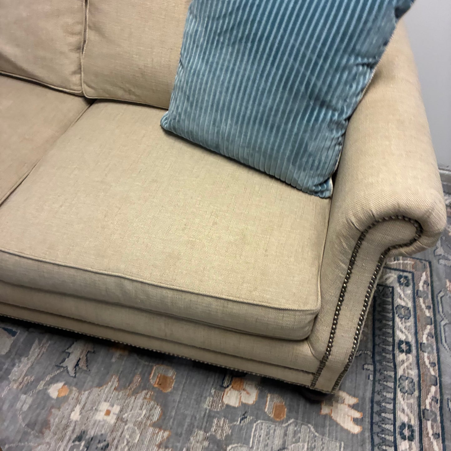 Beige Corner Sectional with Nailhead Trim by Bernhardt