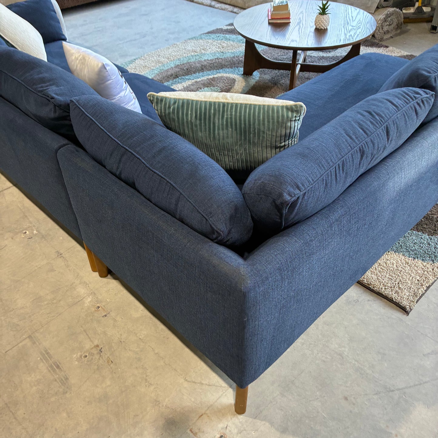 Navy Chaise Sectional Sofa