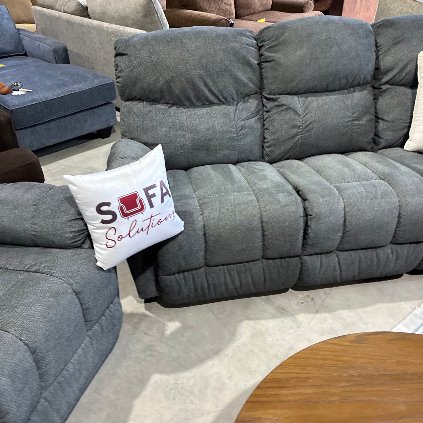 Blue Electric Reclining Sofa Set