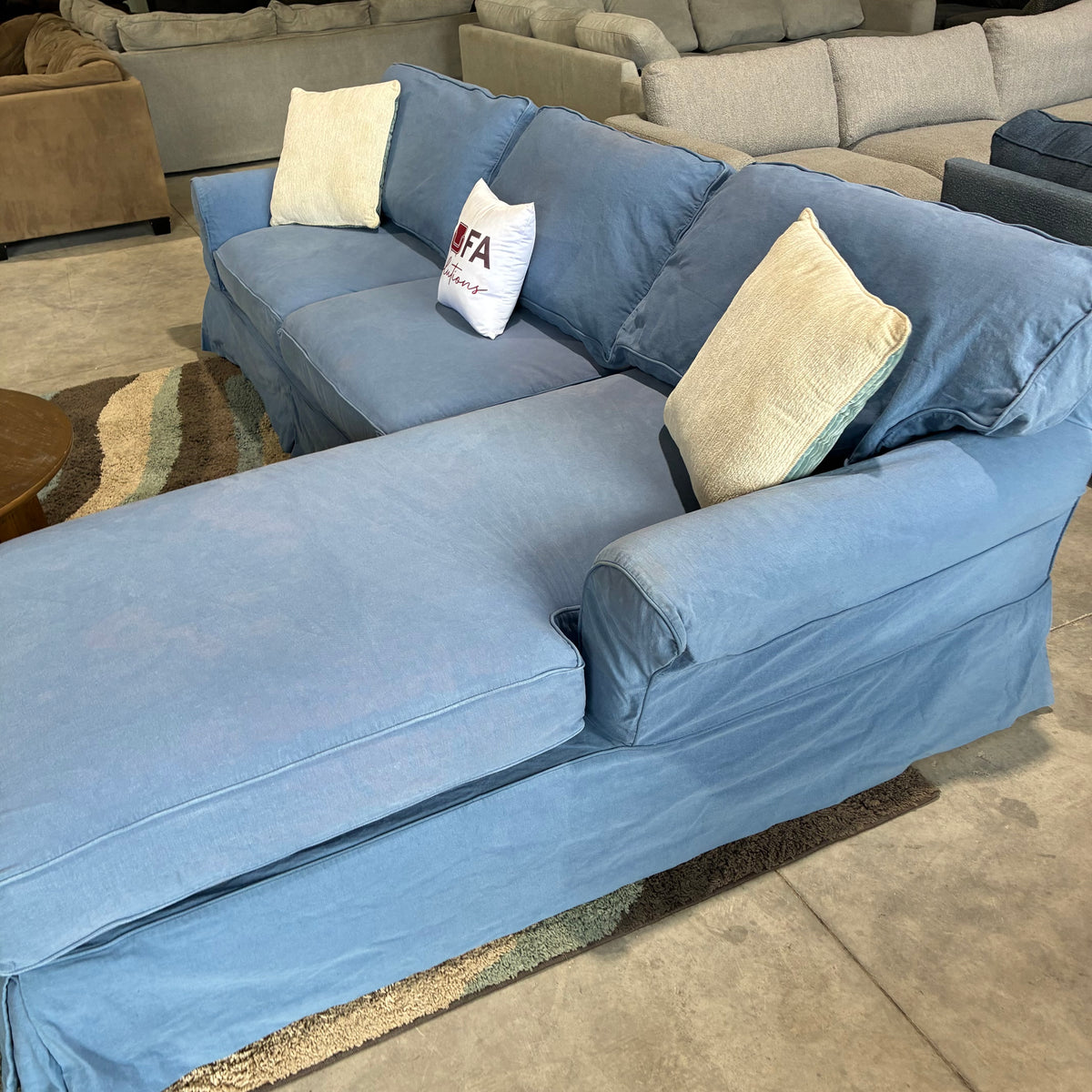 Blue Chaise Sectional