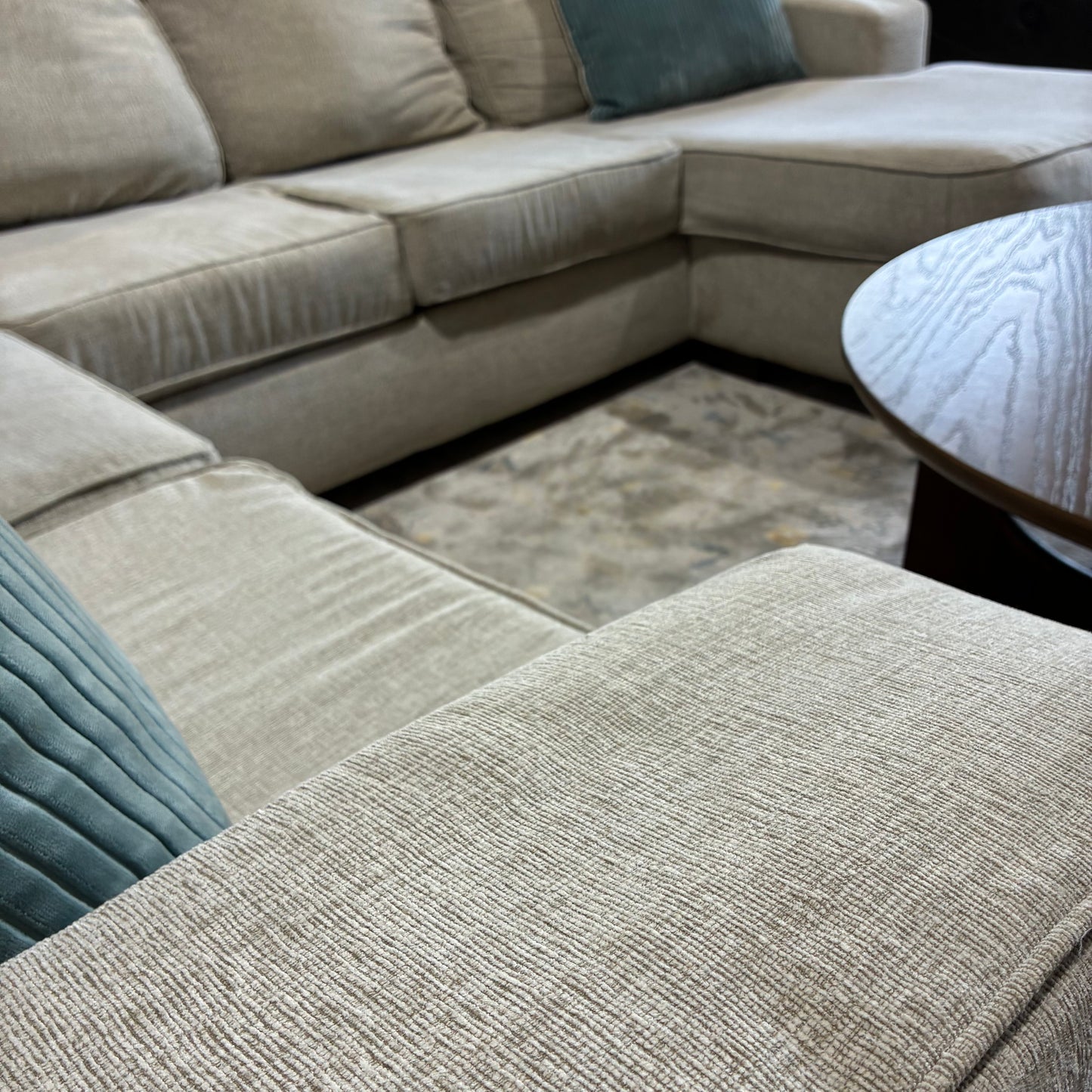 Cream Chaise Sectional Sofa