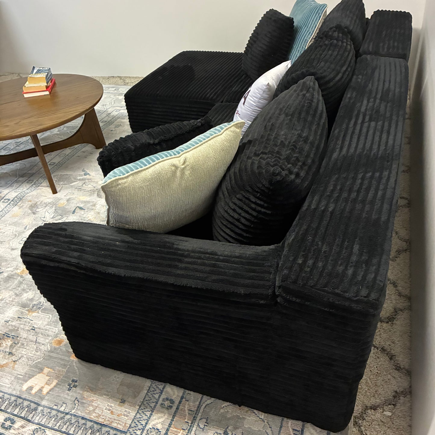 Boneless Ribbed Black Sectional