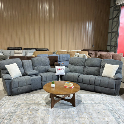 Blue Electric Reclining Sofa Set