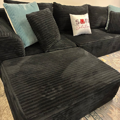 Boneless Ribbed Black Sectional