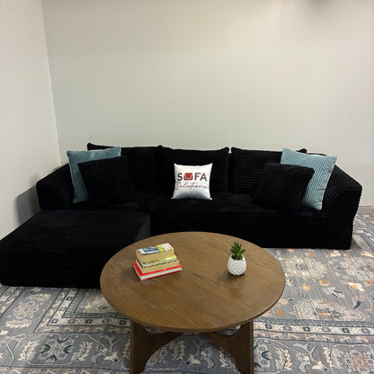 Boneless Ribbed Black Sectional
