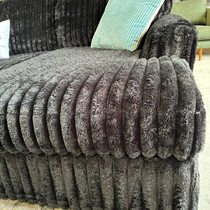 Black Corduroy Chaise Sectional