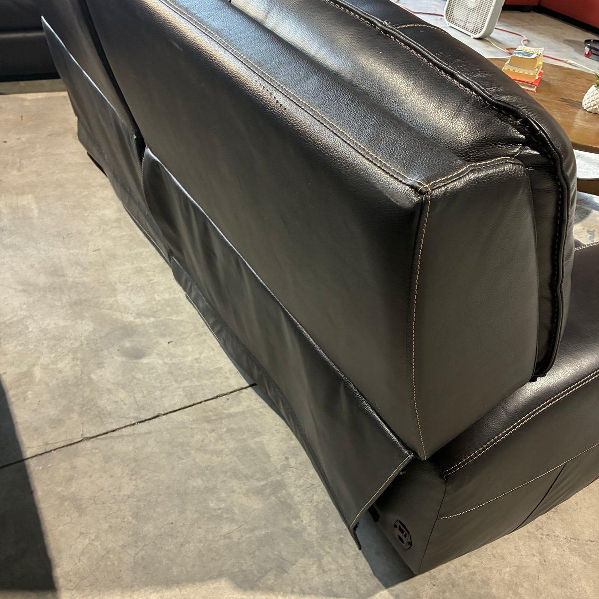 Dark Leather Electric Reclining Sofa
