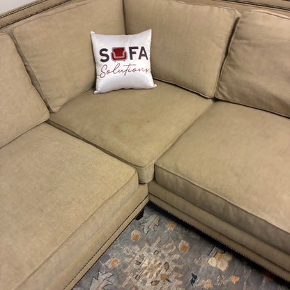 Beige Corner Sectional with Nailhead Trim by Bernhardt