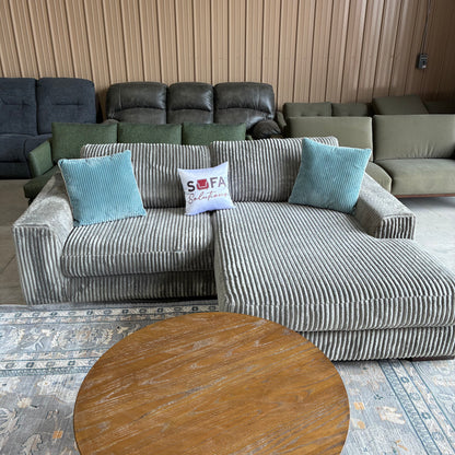 Gray Corduroy Chaise Sectional