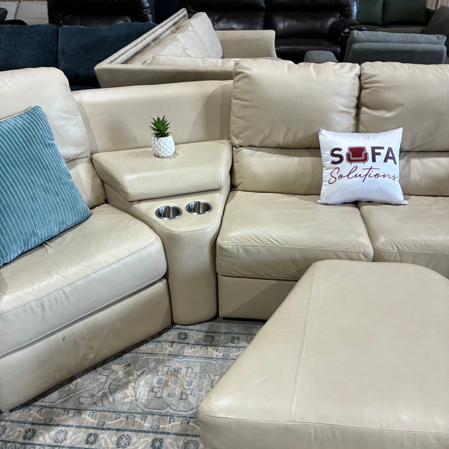 Cream reclining sectional
