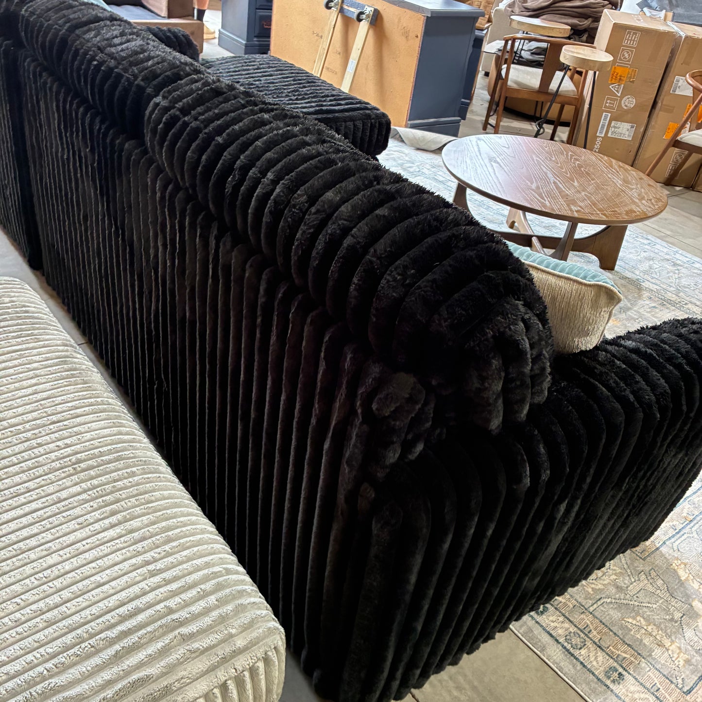 Black Corduroy Chaise Sectional