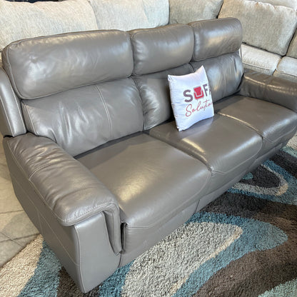 Gray Leather Electric Reclining Sofa