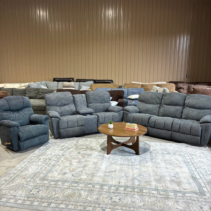 Blue Electric Reclining Sofa Set