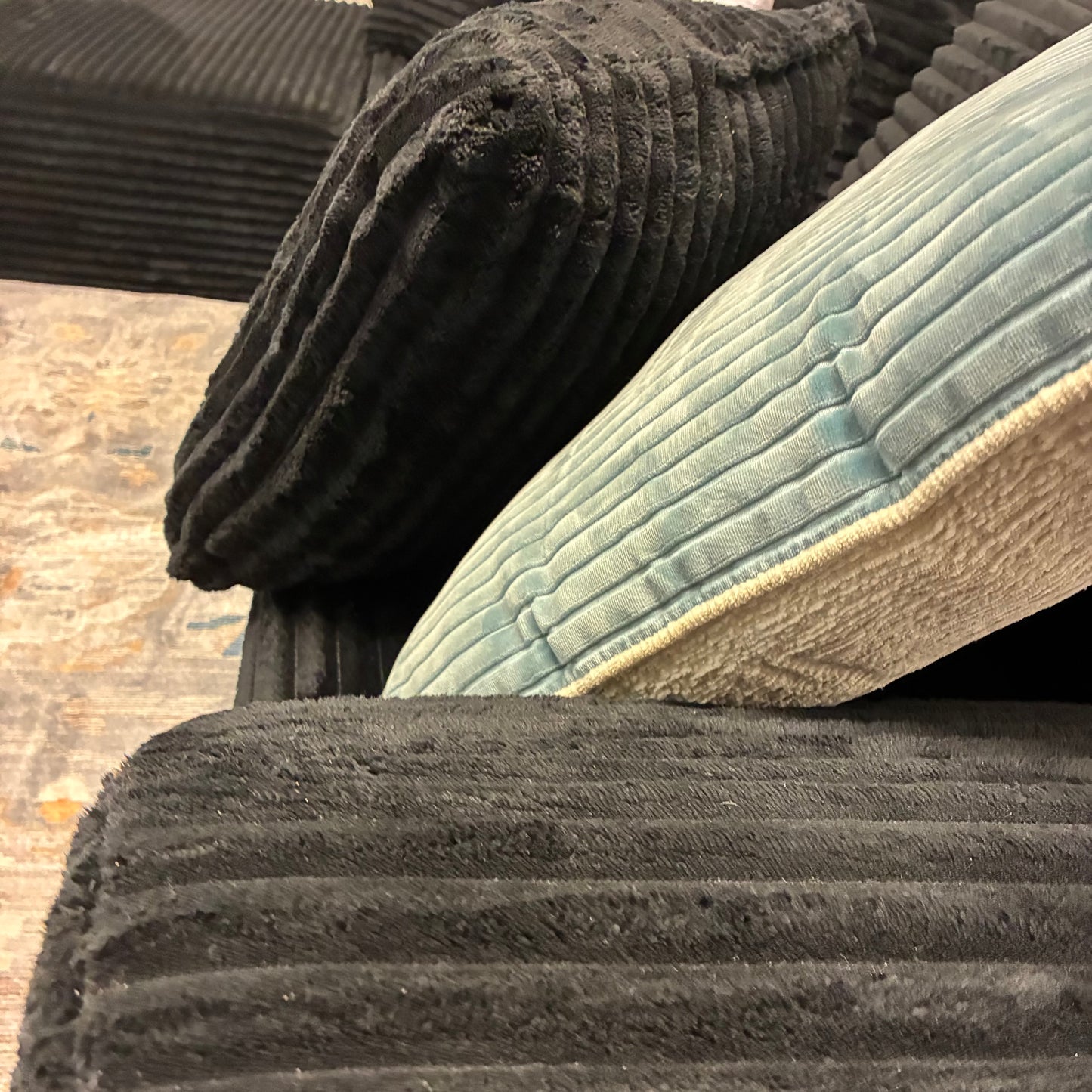 Boneless Ribbed Black Sectional