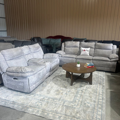 Light Gray Electric Reclining Sofa Set