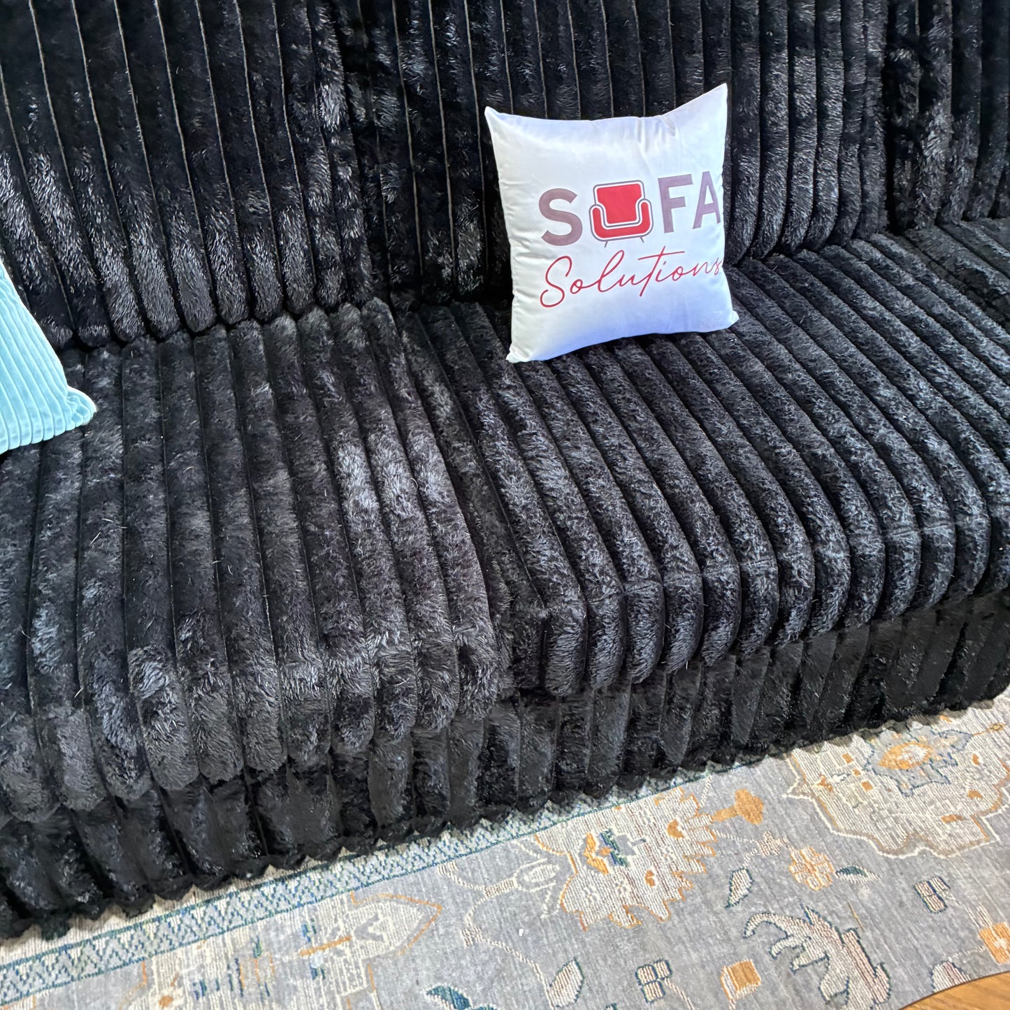Black Corduroy Chaise Sectional
