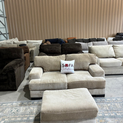 Beige Sofa & Ottoman